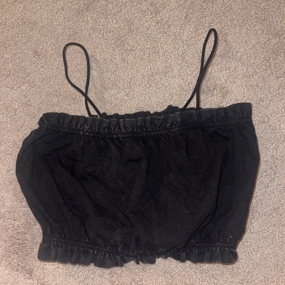 Forever 21 Black Ruffled Crop Top